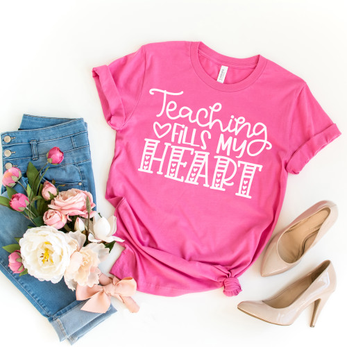 Teaching Fills My Heart Tee White Ink