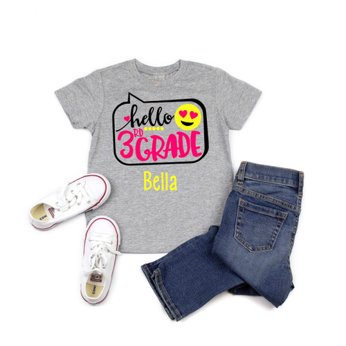 Emoji Hello 3rd Grade Custom Kid's Tee