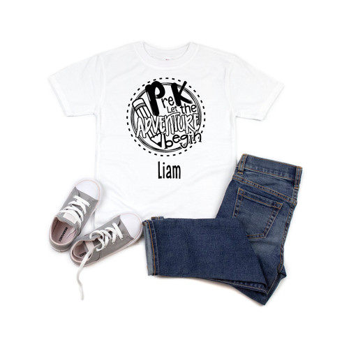 Let The Adventure Begin Pre-K Custom Kid's Tee