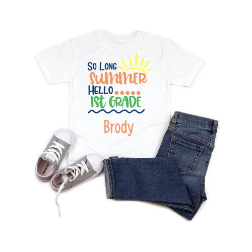 So Long Summer Hello 1st Grade Custom Boy's Tee