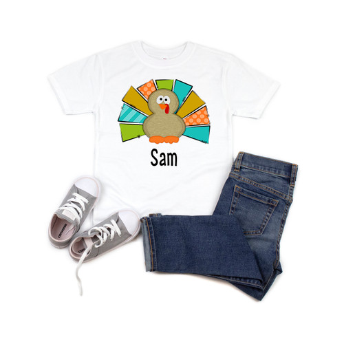 Thanksgiving Boy Turkey Custom Kid's Tee