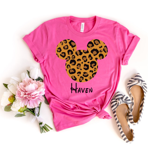 Personalized Leopard Print Mickey Tee