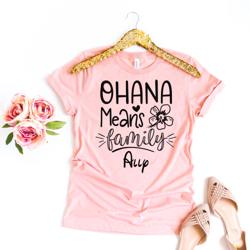 Personalized Ohana Means Family Tee Black Ink