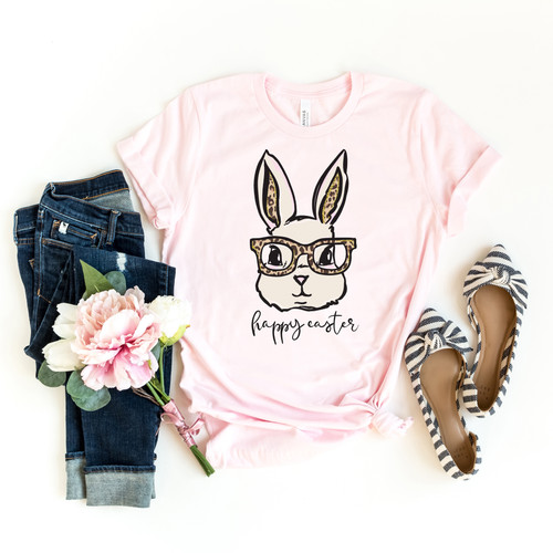 Happy Easter Leopard Bunny Tee Happy Easter Leopard Bunny Tee