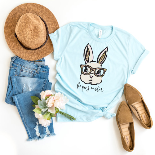 Happy Easter Leopard Bunny Tee