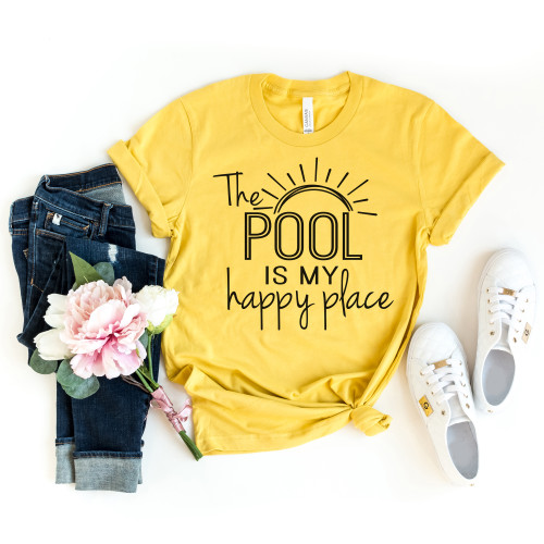 The Pool Is My Happy Place Tee Black Ink