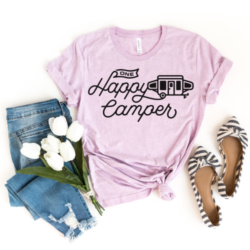 One Happy Camper Tee Black Ink