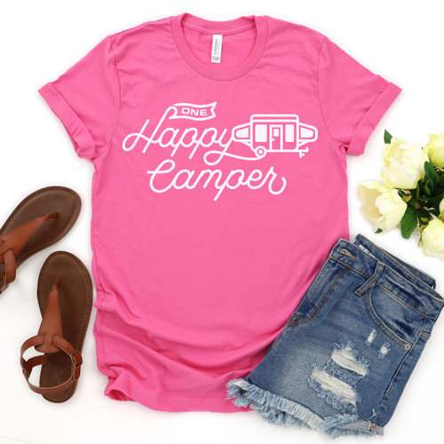 One Happy Camper Tee White Ink