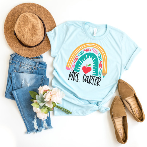 Personalized Teacher Rainbow Tee Personalized Teacher Rainbow Tee