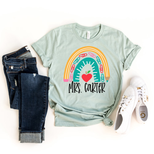 Personalized Teacher Rainbow Tee Personalized Teacher Rainbow Tee