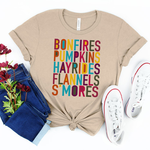 Bonfires Pumpkins Hayrides Tee Bonfires Pumpkins Hayrides Tee