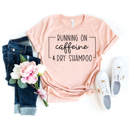 Caffeine and Dry Shampoo Tee Black Ink