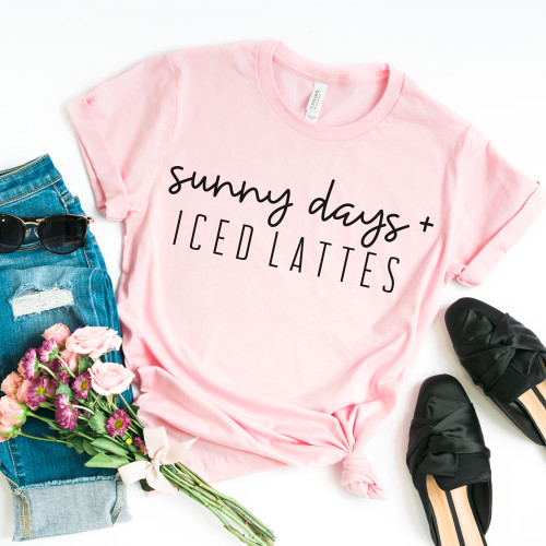 Sunny Days and Iced lattes Tee Black Ink