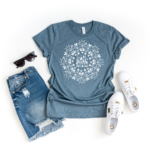 Castle Mandala Tee White Ink