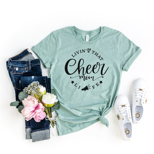 Livin' That Cheer Mom Life Tee Black Ink