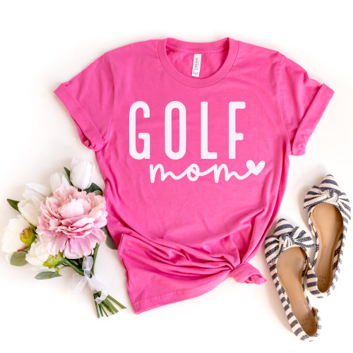 Simple Golf Mom Tee White Ink