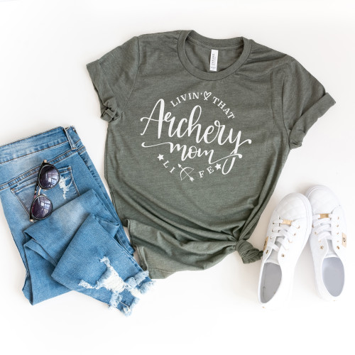 Livin' That Archery Mom Life Tee White Ink