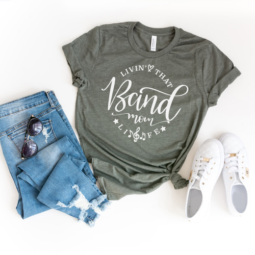 Livin' That Band Mom Life Tee White Ink