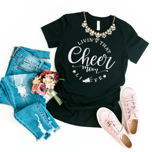 Livin' That Cheer Mom Life Tee White Ink