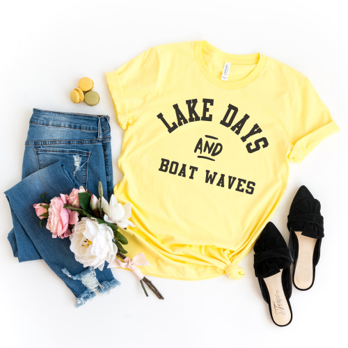 Lake Days and Boat Waves Tee Black Ink