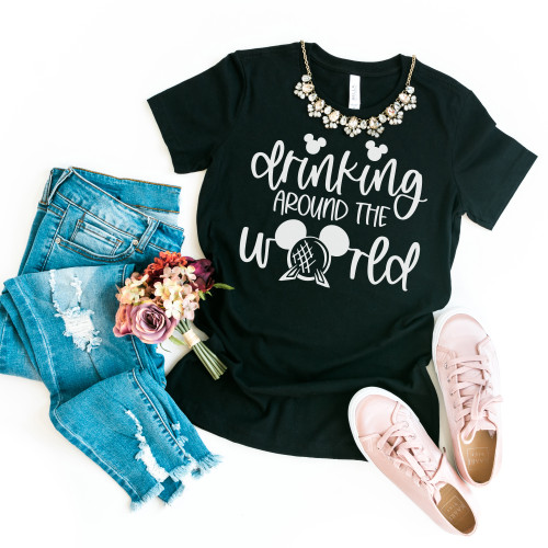 Drinking Around the World Tee White Ink
