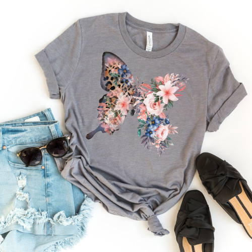 Pink Floral Butterfly Tee