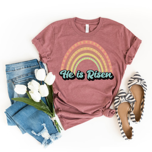 He Is Risen Rainbow Tee