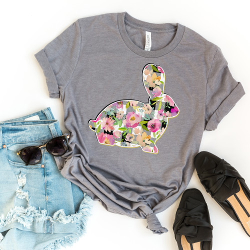 Plaid and Floral Bunny Tee