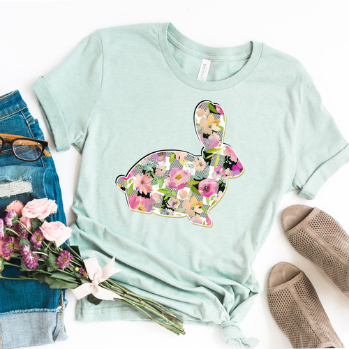 Plaid and Floral Bunny Tee