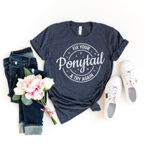 Fix Your Ponytail Tee White Ink