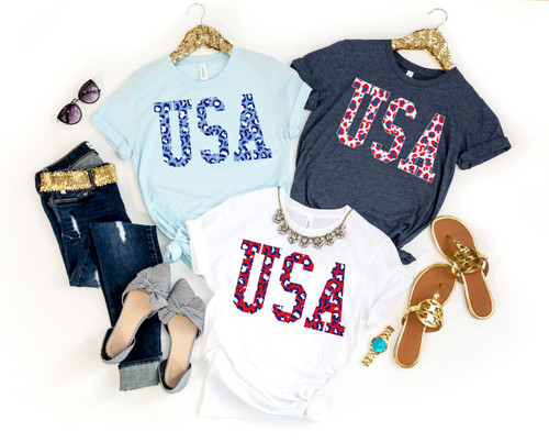 USA White Leopard Tee