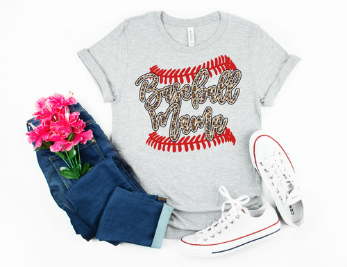 Leopard Baseball Mama Tee Leopard Baseball Mama Tee
