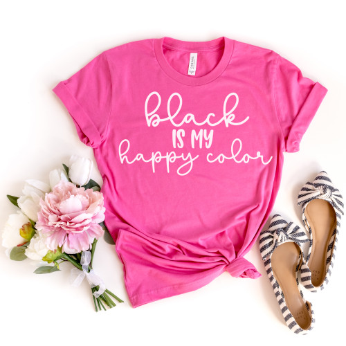 Black Is My Happy Color Tee White Ink