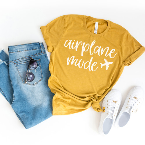 Airplane Mode Tee White Ink