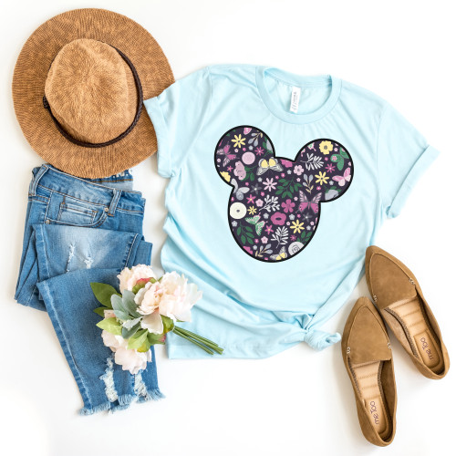 Purple Floral Mouse Ears Tee