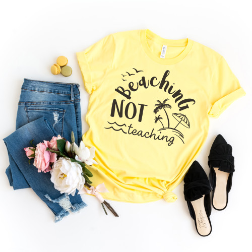 Beaching Not Teaching Tee Black Ink