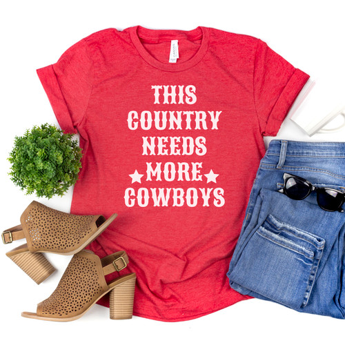 This Country Needs More Cowboys Tee White Ink