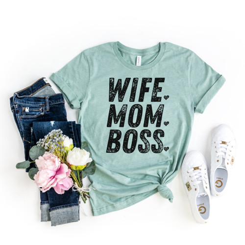 Wife Mom Boss Tee Black Ink