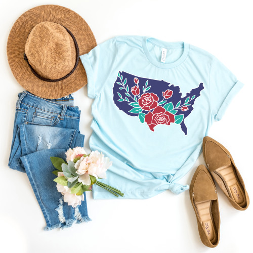 Floral USA Tee