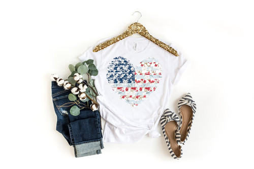 Distressed Wildflower American Heart Tee