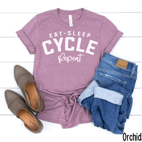 Eat Sleep Cycle Repeat White Ink