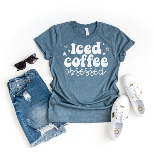 Iced Coffee Obsessed Tee White Ink Iced Coffee Obsessed Tee White Ink