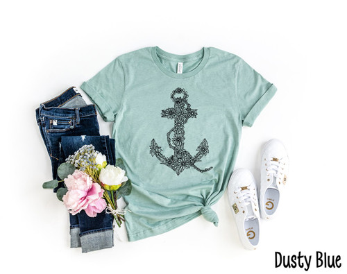 Floral Anchor Tee Black Ink