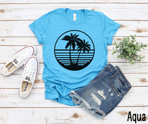 Circle Palm Trees Tee Black Ink