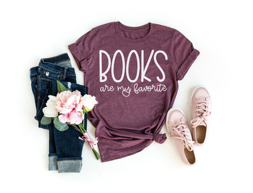 Books are My Favorite Tee White Ink