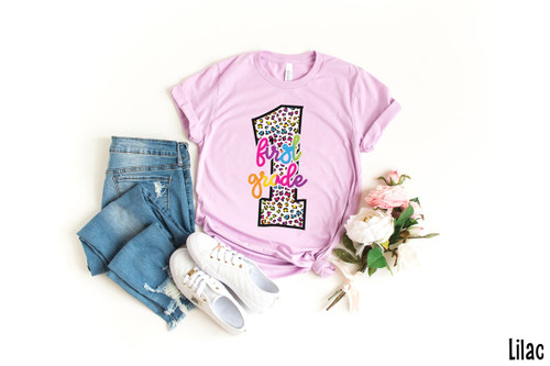 1st Grade Colorful Leopard Tee