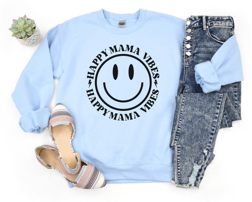 Happy Mama Vibes Sweatshirt Black Ink