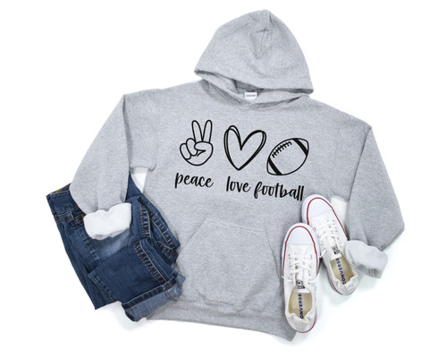 Peace Love Football Hoodie Black  Ink