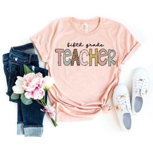 Leopard Fifth Grade Teacher Tee Leopard Fifth Grade Teacher Tee