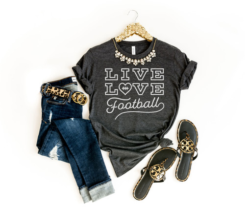 Live Love Football Tee White Ink